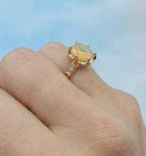 Load image into Gallery viewer, Opal and Diamond Ring with Vintage Style Crown - 14K Yellow Gold