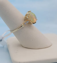 Load image into Gallery viewer, Opal and Diamond Ring with Vintage Style Crown - 14K Yellow Gold