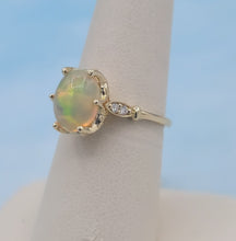 Load image into Gallery viewer, Opal and Diamond Ring with Vintage Style Crown - 14K Yellow Gold