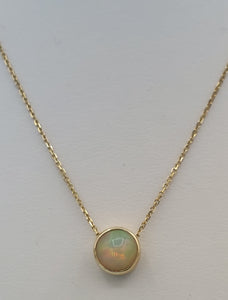 Opal Bezel Necklace - 14K Yellow Gold - Marie's Custom Design