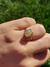 Load image into Gallery viewer, Opal and Diamond Ring with Vintage Style Crown - 14K Yellow Gold