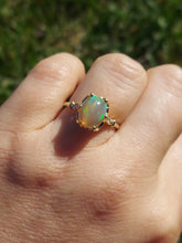 Load image into Gallery viewer, Opal and Diamond Ring with Vintage Style Crown - 14K Yellow Gold