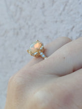 Load image into Gallery viewer, Opal and Diamond Ring with Vintage Style Crown - 14K Yellow Gold