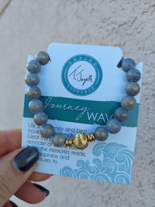 Golden Grey Jade with Gold Ball Journey Wave TJazelle Bracelet