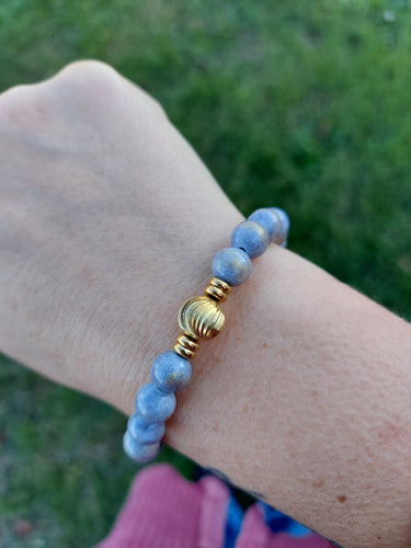 Golden Grey Jade with Gold Ball Journey Wave TJazelle Bracelet