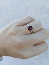 Load image into Gallery viewer, Solitaire Garnet and Diamond Ring - 14K White Gold