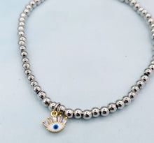 Load image into Gallery viewer, Evil Eye Beaded Stretch Anklet Bracelet