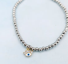 Load image into Gallery viewer, Evil Eye Beaded Stretch Anklet Bracelet