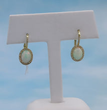 Load image into Gallery viewer, Opal &amp; Diamond Leverback Earrings - 14K Yellow Gold