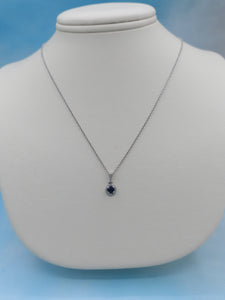 Something Blue Sapphire & Diamond Necklace - 14K White Gold