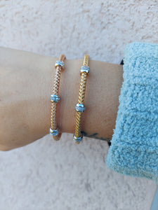 Three CZ Barrels Hook Bracelet