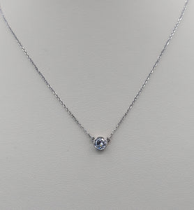 .35 Carat Diamond Bezel Necklace - 14K White Gold