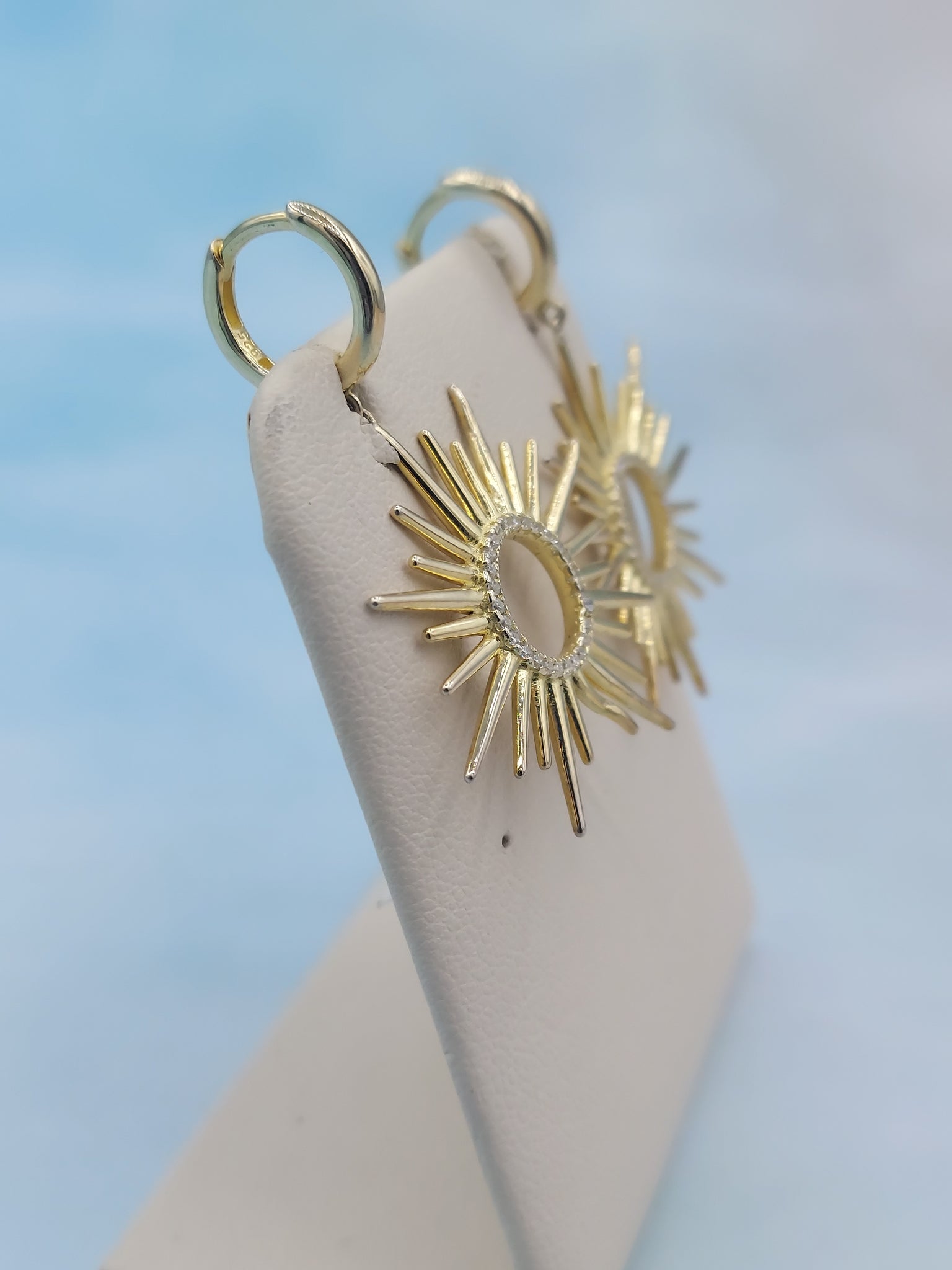 Sun Dangle Earrings - Gold Plated Sterling Silver – Marie's Jewelry Store