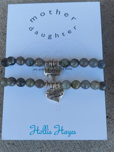 Mother & Daughter Beaded Bracelet with Charm Set