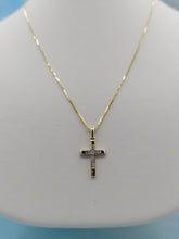 Load image into Gallery viewer, Yellow Gold Diamond Cross &amp; Box Chain - 14K Yellow Gold