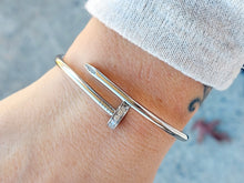Load image into Gallery viewer, Clear CZ Tough as Nails Bangle - Sterling Silver