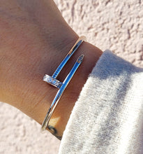 Load image into Gallery viewer, Clear CZ Tough as Nails Bangle - Sterling Silver