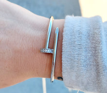 Load image into Gallery viewer, Clear CZ Tough as Nails Bangle - Sterling Silver