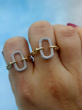 Load image into Gallery viewer, Chain Link with Diamonds Ring- Two-tone 14K