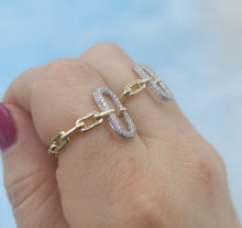 Load image into Gallery viewer, Chain Link with Diamonds Ring- Two-tone 14K