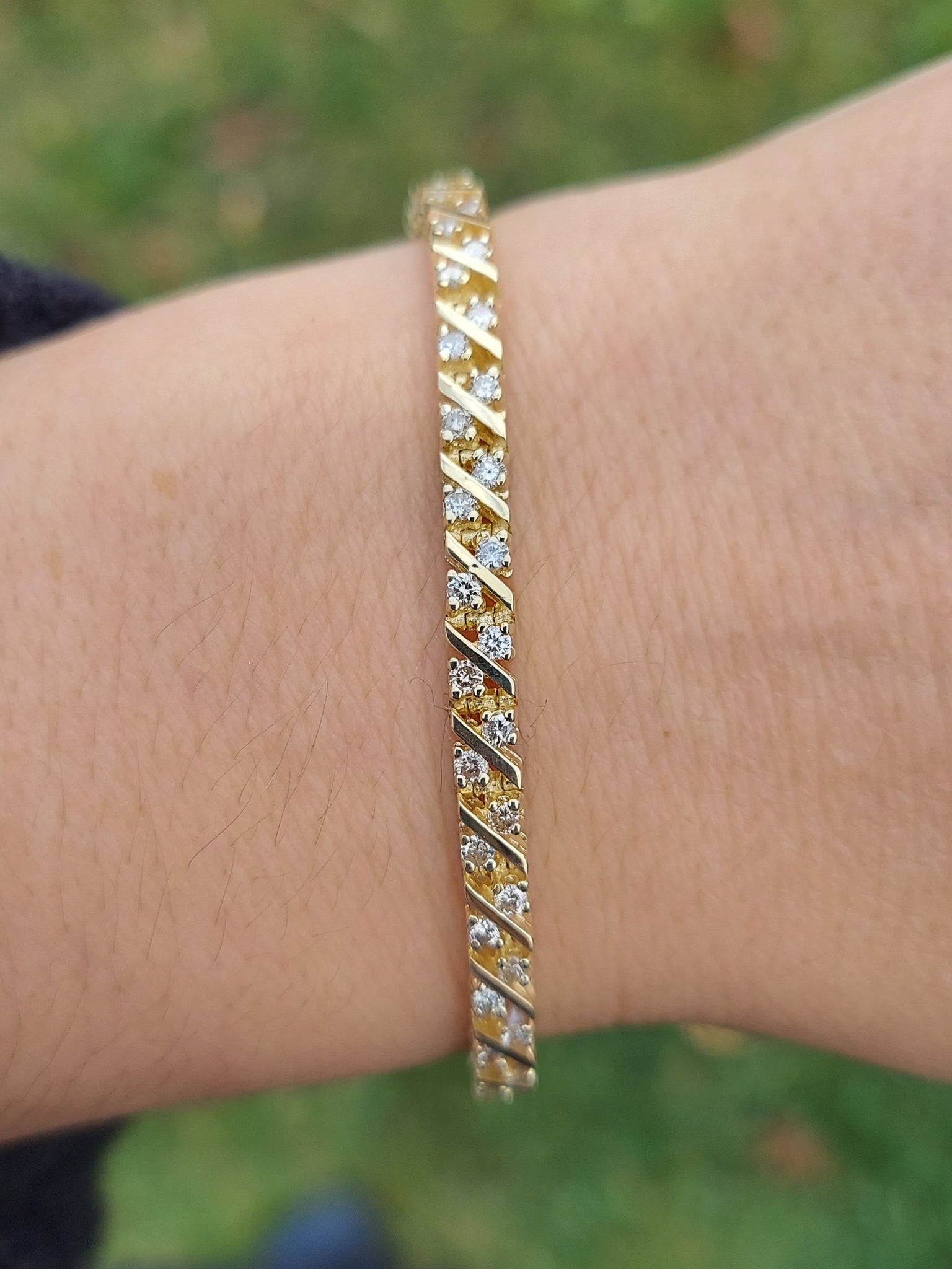 Buy 14 1/2 Ct Diamond Tennis Bracelet 18k Yellow Gold 7 Double Locking  Clasp Online in India - Etsy