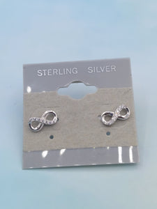 Small Infinity with CZ Stud Earrings - Sterling Silver