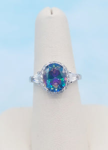 Mystic Topaz and CZ Ring - Sterling Silver