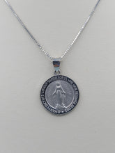 Load image into Gallery viewer, Mother Mary Miraculous Round Pendant - 14k White Gold