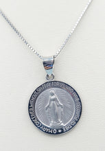 Load image into Gallery viewer, Mother Mary Miraculous Round Pendant - 14k White Gold