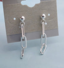 Load image into Gallery viewer, Paperclip dangle earrings -Sterling Silver