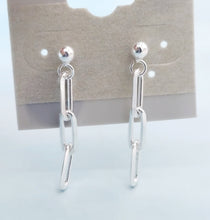 Load image into Gallery viewer, Paperclip dangle earrings -Sterling Silver