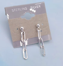 Load image into Gallery viewer, Paperclip dangle earrings -Sterling Silver