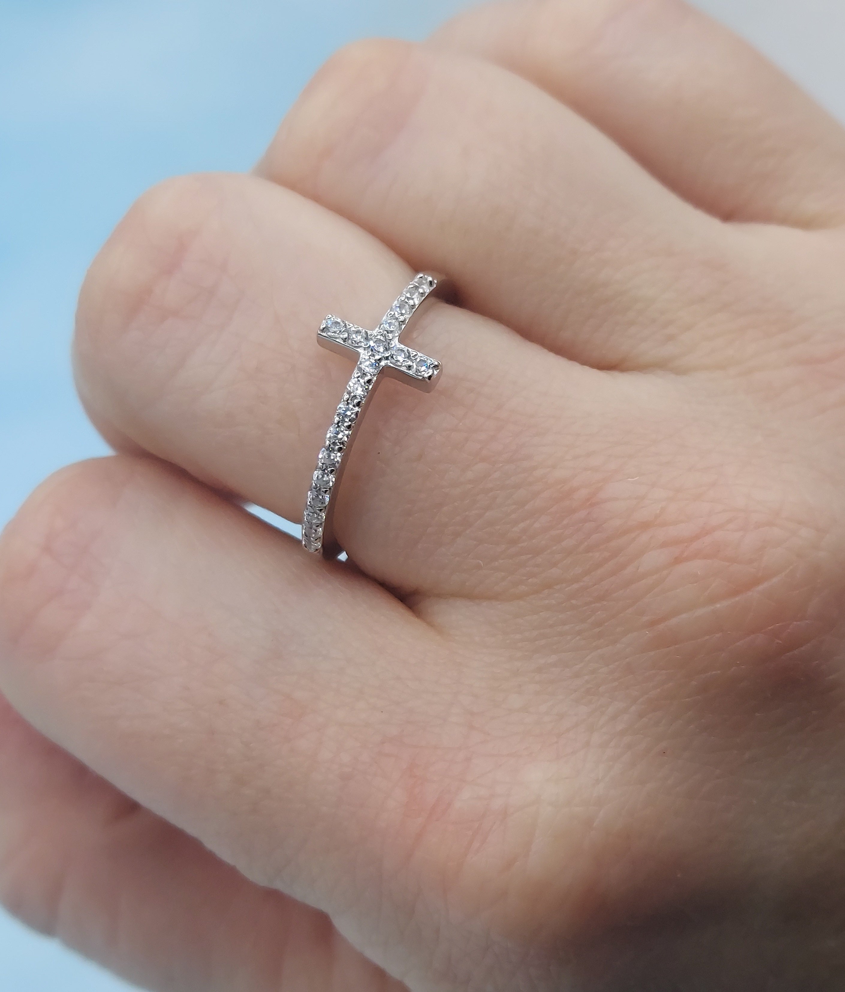 Sideways Cross Ring - Sterling Silver – Marie's Jewelry Store
