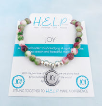 Load image into Gallery viewer, Joy Charm with Holiday Jade Beads -TJazelle HELP Charity Bracelet