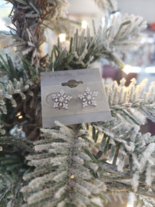 CZ Snowflake Studs - Sterling Silver