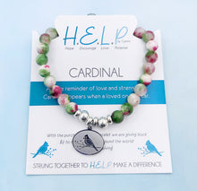 Load image into Gallery viewer, Cardinal Charm on Holiday Jade Bracelet - TJazelle H.E.L.P Collection