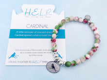Load image into Gallery viewer, Cardinal Charm on Holiday Jade Bracelet - TJazelle H.E.L.P Collection