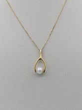 Load image into Gallery viewer, Wishbone &amp; Pearl Pendant &amp; Chain 14k Gold - DOORBUSTER
