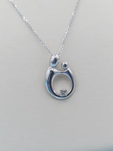 Load image into Gallery viewer, Mother &amp; Child Diamond Pendant &amp; Chain - 14K White Gold