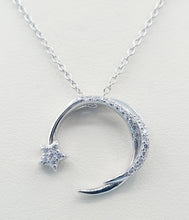 Load image into Gallery viewer, Moon and Star CZ Necklace - Sterling Silver