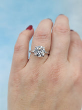 Load image into Gallery viewer, 3.6 Carat Lab Created Diamond Engagement Ring with Hidden Halo - 14K White Gold