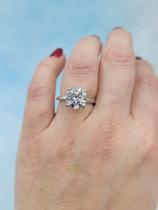 3.6 Carat Lab Created Diamond Engagement Ring with Hidden Halo - 14K White Gold