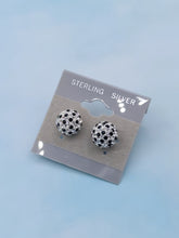Load image into Gallery viewer, Black &amp; Clear Crystal Ball Studs - Sterling Silver