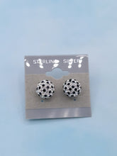 Load image into Gallery viewer, Black &amp; Clear Crystal Ball Studs - Sterling Silver