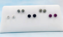 Load image into Gallery viewer, 8mm Crystal Ball Stud Earrings - Sterling Silver