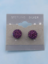 Load image into Gallery viewer, 9mm Crystal Ball Stud Earrings - Sterling Silver