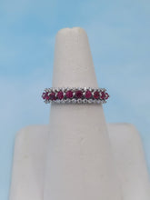 Load image into Gallery viewer, Three Row Ruby &amp; Diamond Band - 14K White Gold
