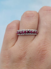 Load image into Gallery viewer, Three Row Ruby &amp; Diamond Band - 14K White Gold