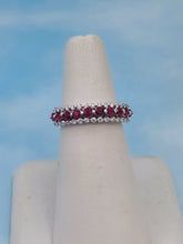 Load image into Gallery viewer, Three Row Ruby &amp; Diamond Band - 14K White Gold