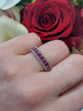 Load image into Gallery viewer, Three Row Ruby &amp; Diamond Band - 14K White Gold